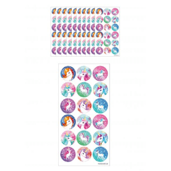 Einhorn Sticker 2,5 cm - 18 Blatt Aufkleber, Bunte Kinder Sticker Sets zum Basteln & Deko