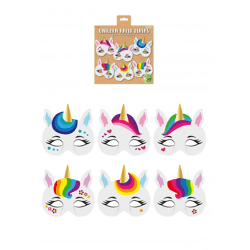 Einhorngesichtsmasken aus Papier, 6 verschiedene Designs, Partyzubehör