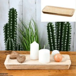 Elegante flache Holz-Dekoschale, rechteckig, Größe S, ca. 35 cm Breite – Stilvolle Deko-Idee