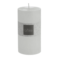 Elegante gefrostete Stumpenkerze, weiß, mittel, 7x13cm – Stilvolle Dekoration und Ambiente