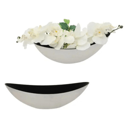 Elegante Ovalschale, Silber/Schwarz, Klein, ca. 34x11x11cm - Stilvolles Wohnaccessoire