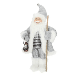Elegante Weihnachtsmann-Figur, Stehend, Grau, 47 cm, Modernes Weihnachtsdekor