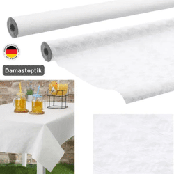 Elegante Weiße Damast-Tischdecke, 10m x 1m – Ideal für Feste