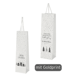 Elegante Weiße Weihnachts-Flaschentaschen, 2er-Set, ca. 35 cm hoch