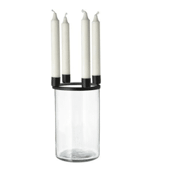 Eleganter Glas-Kerzenhalter in Schwarz - Durchmesser 13cm, Höhe 22cm