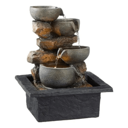 Eleganter LED Zimmerbrunnen, modernes Design 1, ca. 28 cm Höhe – Beruhigende Wohnraumdekoration