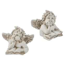 Engel mit Buch, Gelehrte Dekorfigur, Breite ca. 10 cm