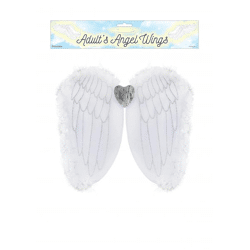 Englischer Flügel Erwachsene 50x28 cm - Weiße Kostümflügel für Fasching & Halloween