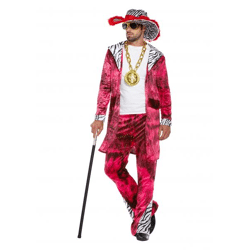 Erwachsenenkostüm Big Daddy in Rot, Pimp-Stil Outfit