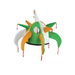 Erwachsener irischer dreifarbiger Narrenhut mit Glöckchen | St. Patrick's Day Partyhut