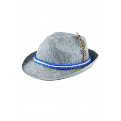 Erwachsener Oktoberfesthut Mit Feder und Blau-Weißem Kordel - Traditioneller Festhut