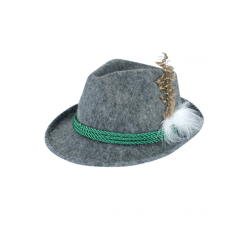Erwachsener Oktoberfesthut mit Feder und grünem Kordel - Traditioneller Bayerischer Stil