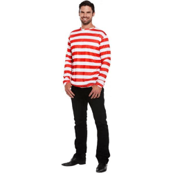 Erwachsenes gestreiftes Oberteil Rot/Weiß - Karneval Streifen Kostüm