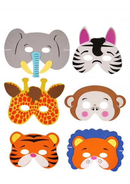 Eva-Dashing Masken-Set, 6 verschiedene Designs &ndash; Tiermasken f&uuml;r Kinder, Party & Karneval