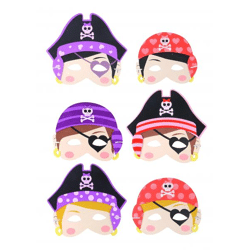 Eva Piratenmädchen-Masken, 6Er-Pack, sortierte Designs für Kinder