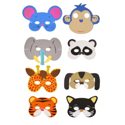 Eva Tiermasken-Set 8-teilig – Vielfältige Tiergesichter für Kinder, Partys & Veranstaltungen