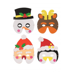 Eva Weihnachtsmasken 4Er Set - Verschiedene festliche Designs, Kinderparty & Kostümzubehör