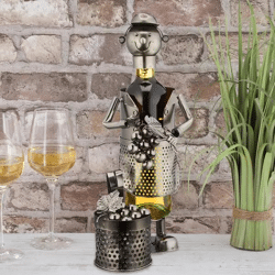 Exklusiver Weinflaschenhalter, Winzer-Design mit Korb, ca. 35 cm Höhe – Elegante Weinaufbewahrung