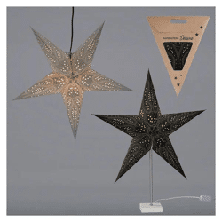 Exklusives Papierstern-Duo, Schwarz + Grau, 2 pro Set, Ca. 60cm Durchmesser - Elegante Dekoration