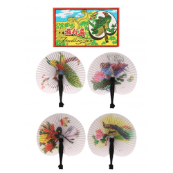Fächerpapier mit klappbarem Kunststoffgriff, 14 cm, 4er-Pack, verschiedene Farben