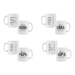 Familien-Liebesbecher Set für Mama, Papa, Oma, Opa, 4er-Pack, 9,5cm Hoch