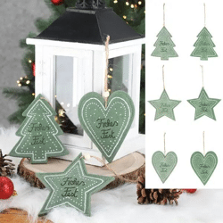 Festliche Filz-Anhänger Set - Frohes Fest Design, 13,5cm, 6er Pack - Weihnachtsdekoration