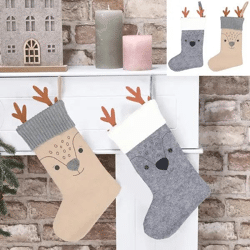 Festliche Rentier-Weihnachtssocken, 2er Set, 20x40cm, Weihnachtsdekoration für Kamin und Zuhause