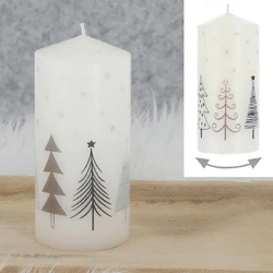 Festliche Weihnachts-Stumpenkerze, 6x12cm - Stilvolle Winterdeko