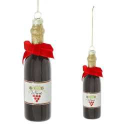 Festlicher Glas-Weinflaschen-Anhänger mit Glitzer - 14cm Christbaumschmuck