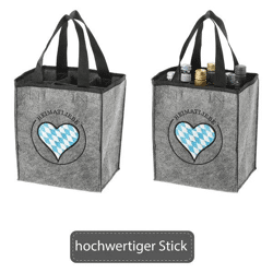 Filz Flaschenträger für 6 Wasserflaschen - Heimatliebe Design - Robuste Getränketragetasche
