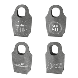 Filz-Geschenktaschen mit Sprüchen - 4er Pack, Dekorative und Wiederverwendbare Geschenkverpackungen