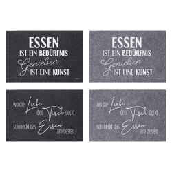 Filz-Tischsets mit Lebensweisheiten, 4er Set, ca. 45x30cm, Stilvolle Tischdekoration