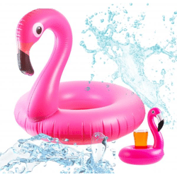 Flamingoring ca. 110 cm Schwimmring Flamingo aufblasbar Pool & Wasser mit Getränkehalter für Erwachsene & Kinder
