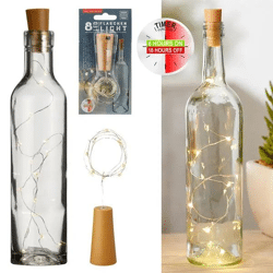 Flaschenlicht mit Timer, 8 LEDs, ca. 75 cm lang - Dekoratives Licht für Flaschen