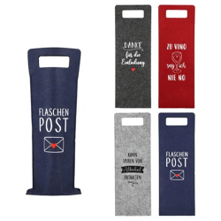 Flaschentasche aus Filz für Wein, Sort. 4 mit Sprüchen - Praktische Weinflaschentaschen