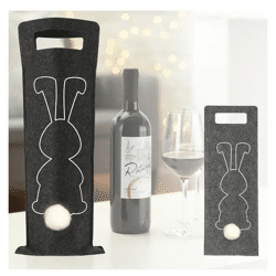 Flaschentasche Filz 2er-Set mit Hasenmotiv | Dekorative Weinflaschen-Taschen