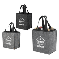 Flaschenträger Filz für 6 Flaschen mit Spruch – Stilvoller Sechserträger | Moderner Filz-Getränkehalter