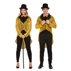 Frack für Erwachsene mit goldenen Pailletten, Unisex – Partykleidung