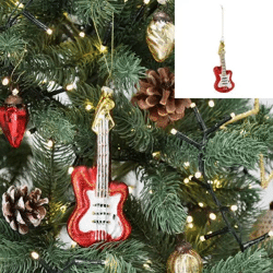 Funkelnde Glas-Gitarre Weihnachtsbaum-Anhänger, Glitzer, 15cm