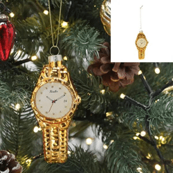 Funkelnde Glas-Uhr Weihnachtsbaum-Anhänger, Festliche Deko, 12cm