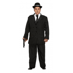 Gangsterkostüm Schwarz XL für Erwachsene - Verbrecher Verkleidung