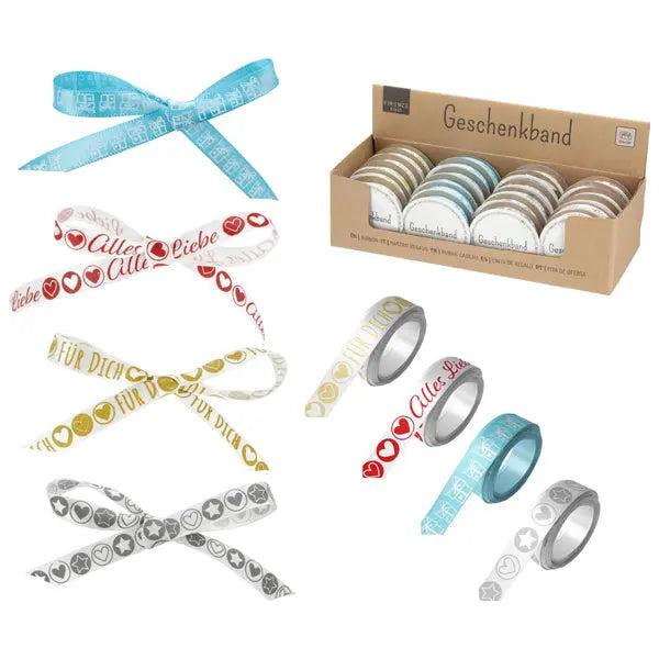 Ganzjahres-Geschenkband-Set, 4 Varianten, 1cm x 5m - Ideal f&uuml;r Jedes Fest