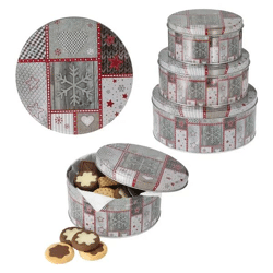 Gebäckdosen-Set Hüttenzauber, Rund, 3-teilig – Ideal für Festliche Backwaren