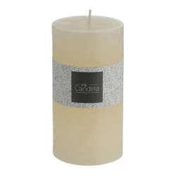 Gefrostete Stumpenkerze, Cremeton, Mittel, 7x13cm - Elegante Dekokerze für Zuhause und Anlässe