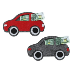 Geldgeschenk Auto Filz, 2er-Set – Stilvolle Geschenkverpackung | Moderne Filz Auto Geldhalter