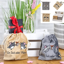 Money gift bag mice, set of 2 - Stylish money holder | Modern felt gift bag with mouse design
