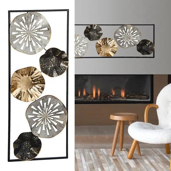 Gerahmte Metall-Wanddekoration, Design 2, Ca. 60 cm Hoch - Stilvolles Wandelement