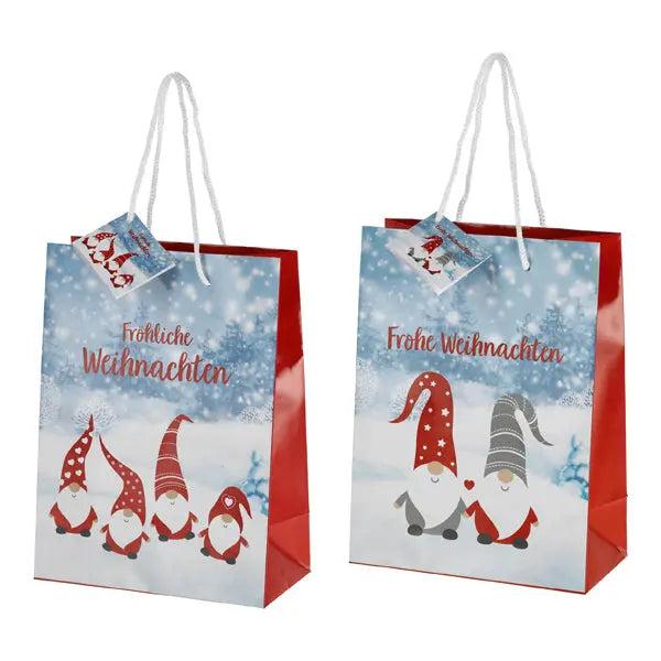 Geschenkt&uuml;te, Wichtel-Design 1, 2er-Set, mittel, ca. 23cm hoch &ndash; Hochwertige Geschenkverpackung
