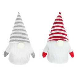 Gestreifte Wichtel im Doppelpack, Charmante Dekofiguren, 14 cm Hoch