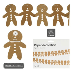 Girlande Lebkuchenmännchen, braun, ca. 4m Länge - Weihnachtsdeko für festliche Stimmung